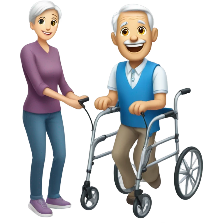 Old man with birthday handicap walker emoji