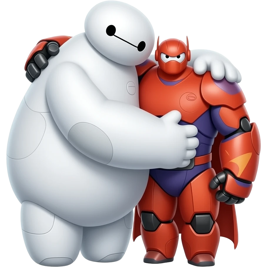 Baymax hugging Hero of Big Hero 6, make hero smaller than baymax emoji