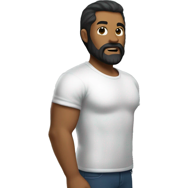 man with side part hair and black beard carrying a big refrigerator  emoji