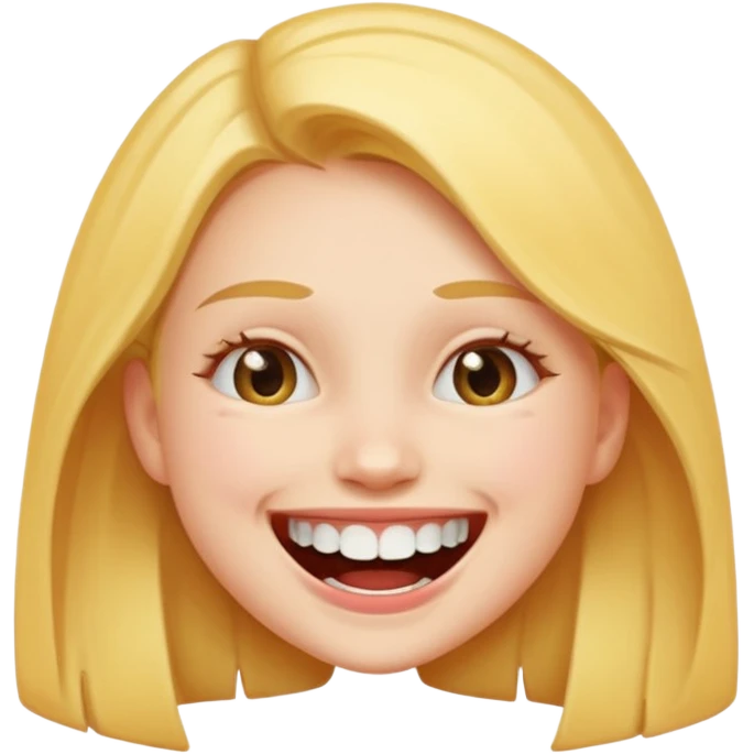 Laughing emoji of a girl and gap between central incisor teeth emoji