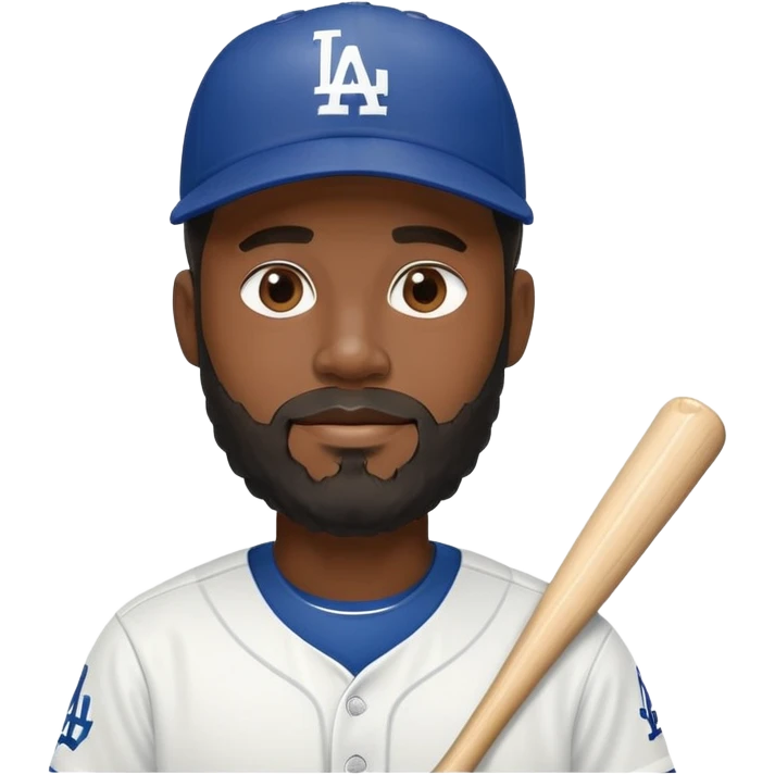black person with beard in Dodgers baseball uniform emoji