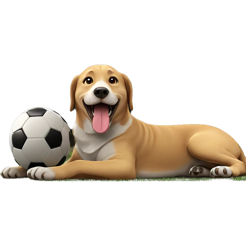 dog with soccer ball tongue emoji