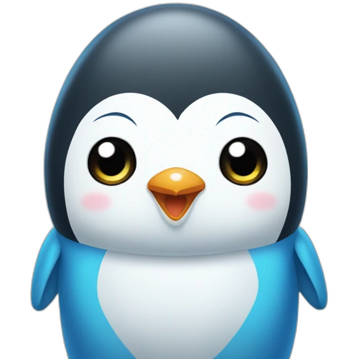 blue cute shibi penguin emoji