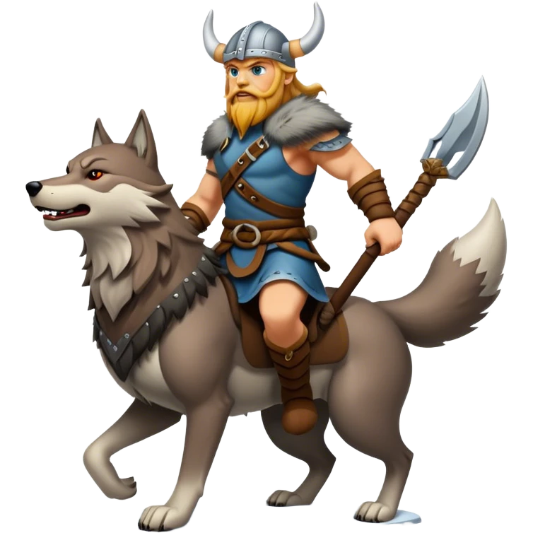 Viking Warrior Riding A Wolf  emoji