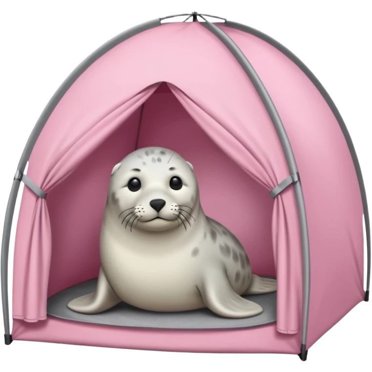 Gray Seal in a light pink tent  emoji