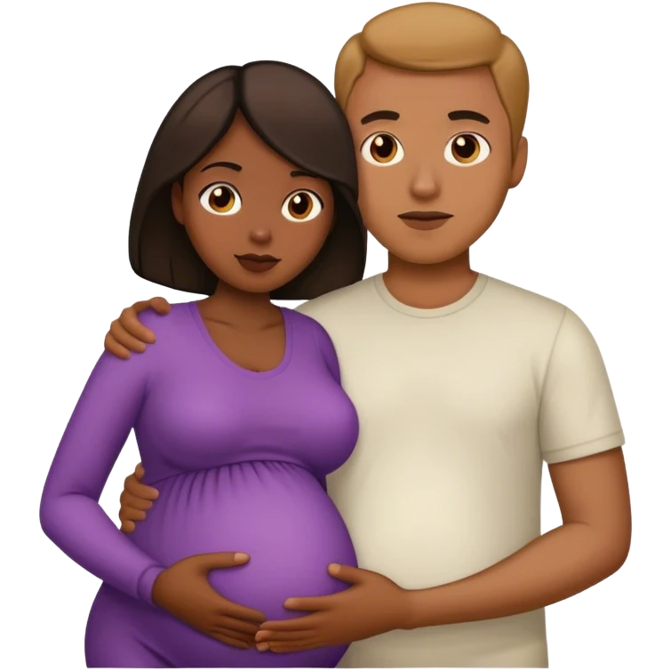 dark pregnant woman and man light brown emoji