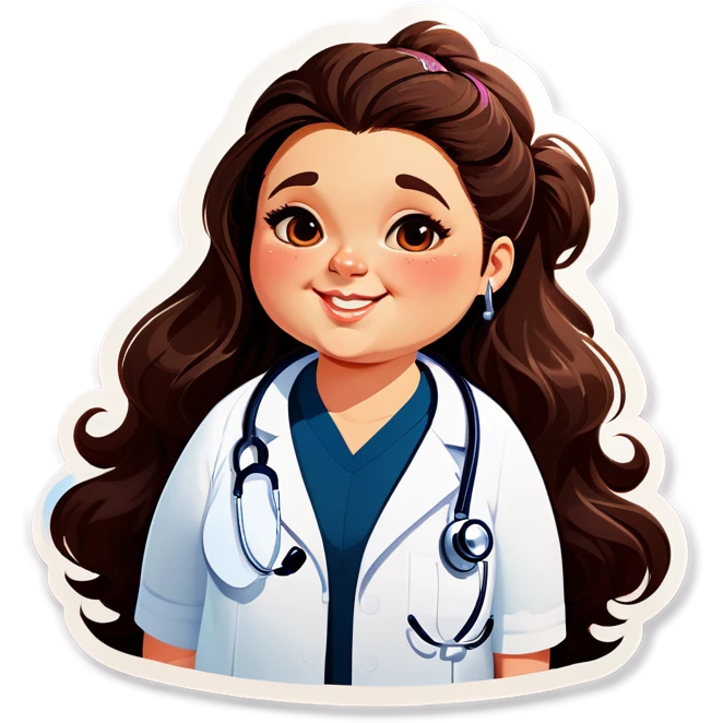 Create a chubby woman with hair flattered with a stethoscope emoji