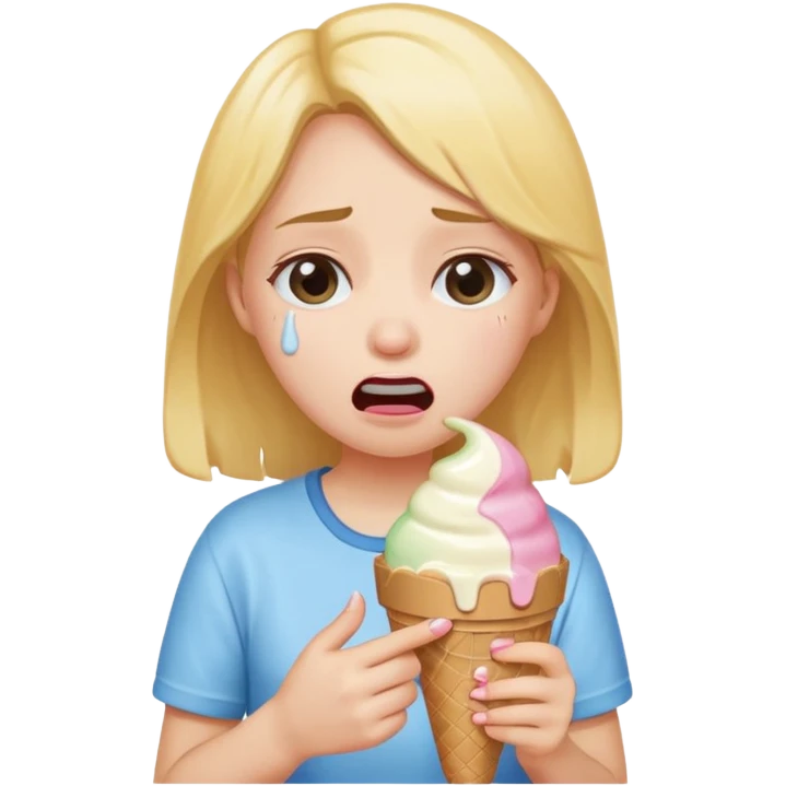 a crying girl with an ice cream  box emoji