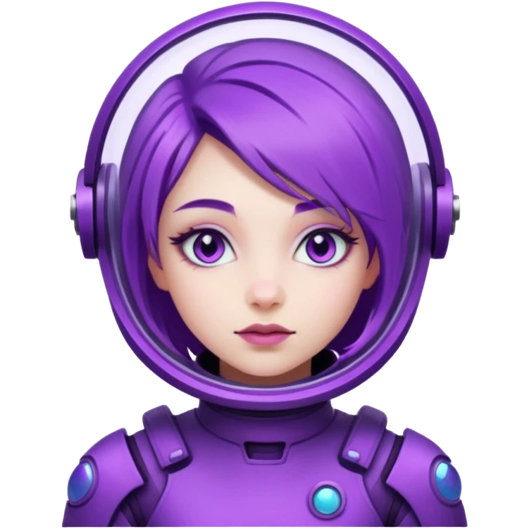 Girl with purple hair and purple eyes in purple futuristic spacesuit  emoji