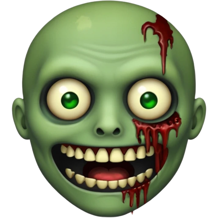 Zombie emoji with black teeth emoji