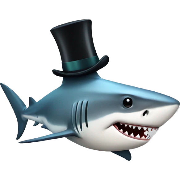 Shark with a top hat emoji