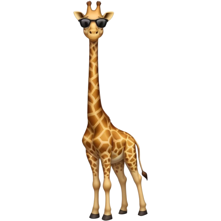 friendly anthropomorphised giraffe in casual clothing, wearing dark sunglasses, walking upright in standard pose emoji