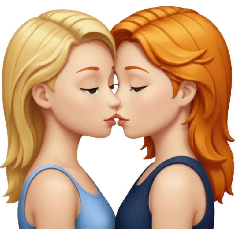 Blond girl and ginger girl kissing  emoji