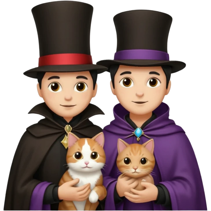 magician couple and their pet cat emoji
