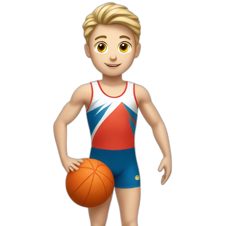 sporty european boy in gymnast uniform emoji