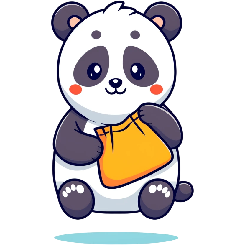 panda with hot bag emoji