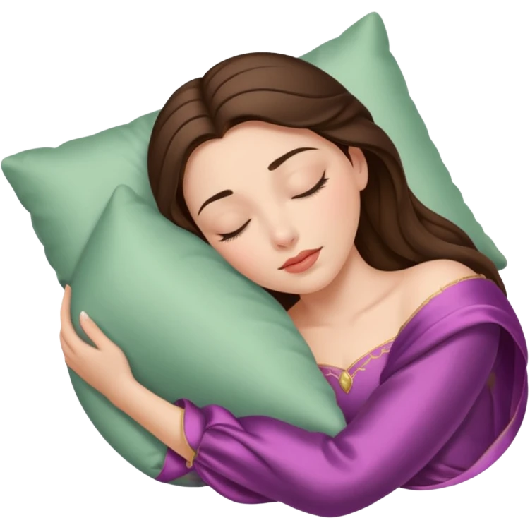 sleeping beauty brunette white girl with a silk pillow emoji