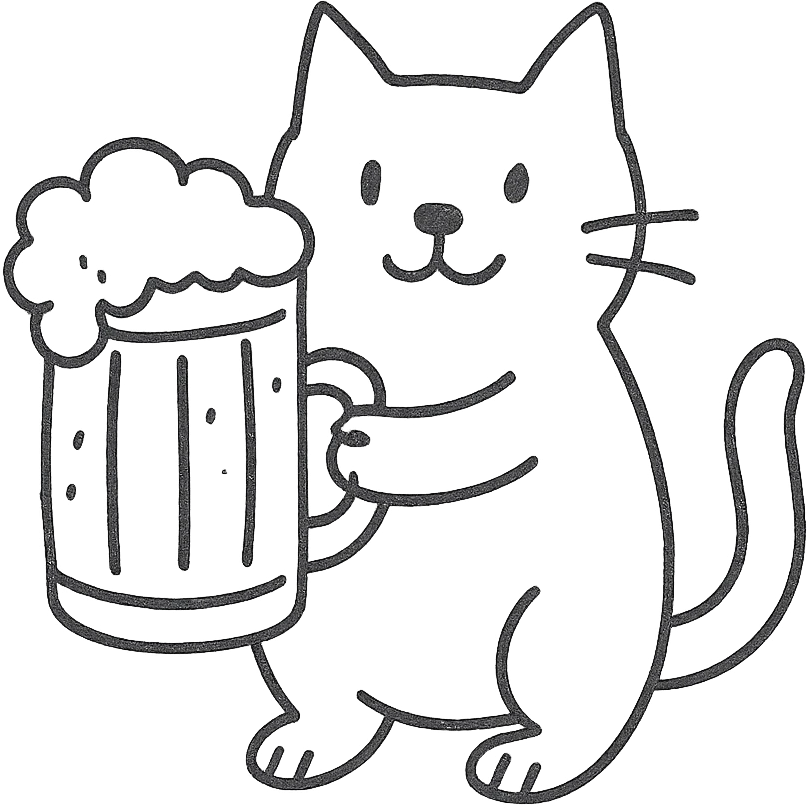 cat holding a giant beer mug emoji