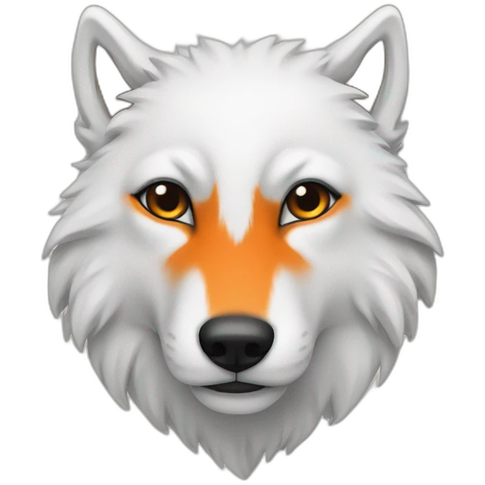 Loup blanc bandeau orange emoji