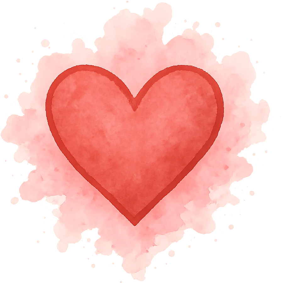 heart with a pink watercolor splash, clean digital illustration, no background emoji