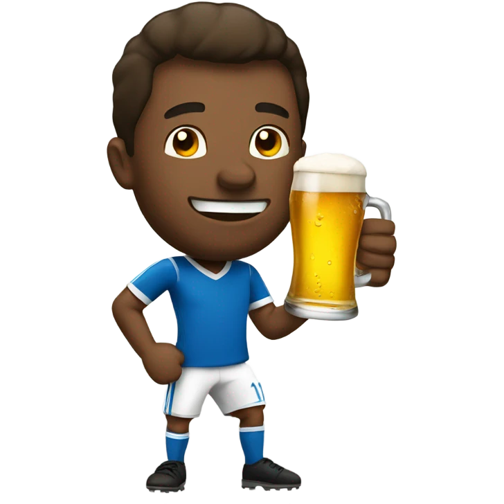 Man with beer playing soccer emoji
