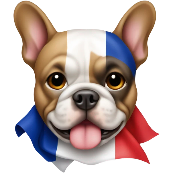 A French bull dog with a French flag emoji