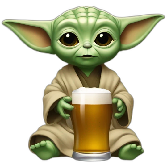 Bébé Yoda boit une bière blondr emoji