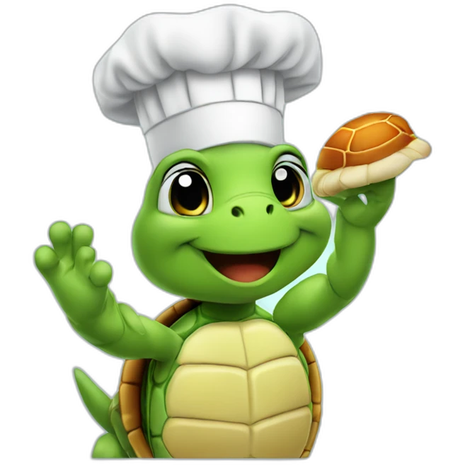 Saluting turtle in chef's hat emoji