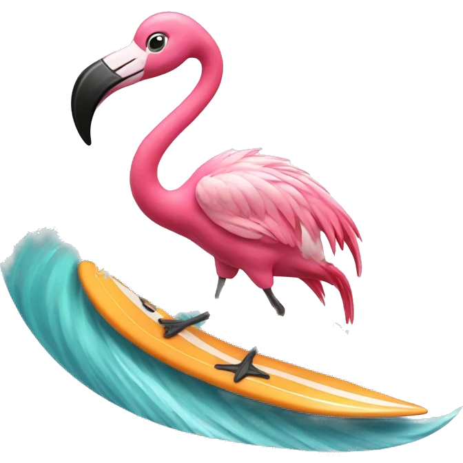 flamingo surfing emoji