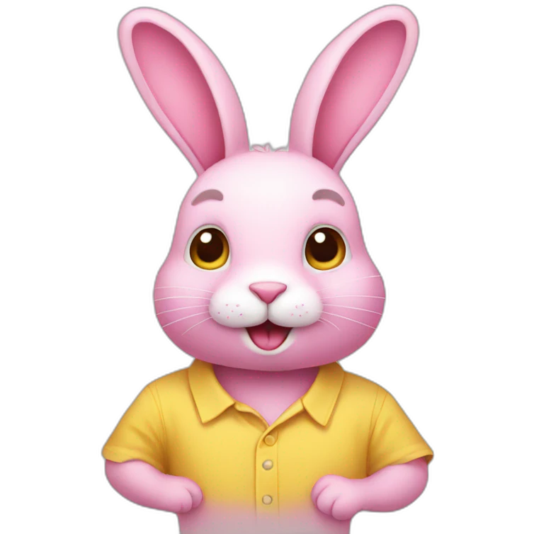 Pink rabbit wearing yellow shirt emoji