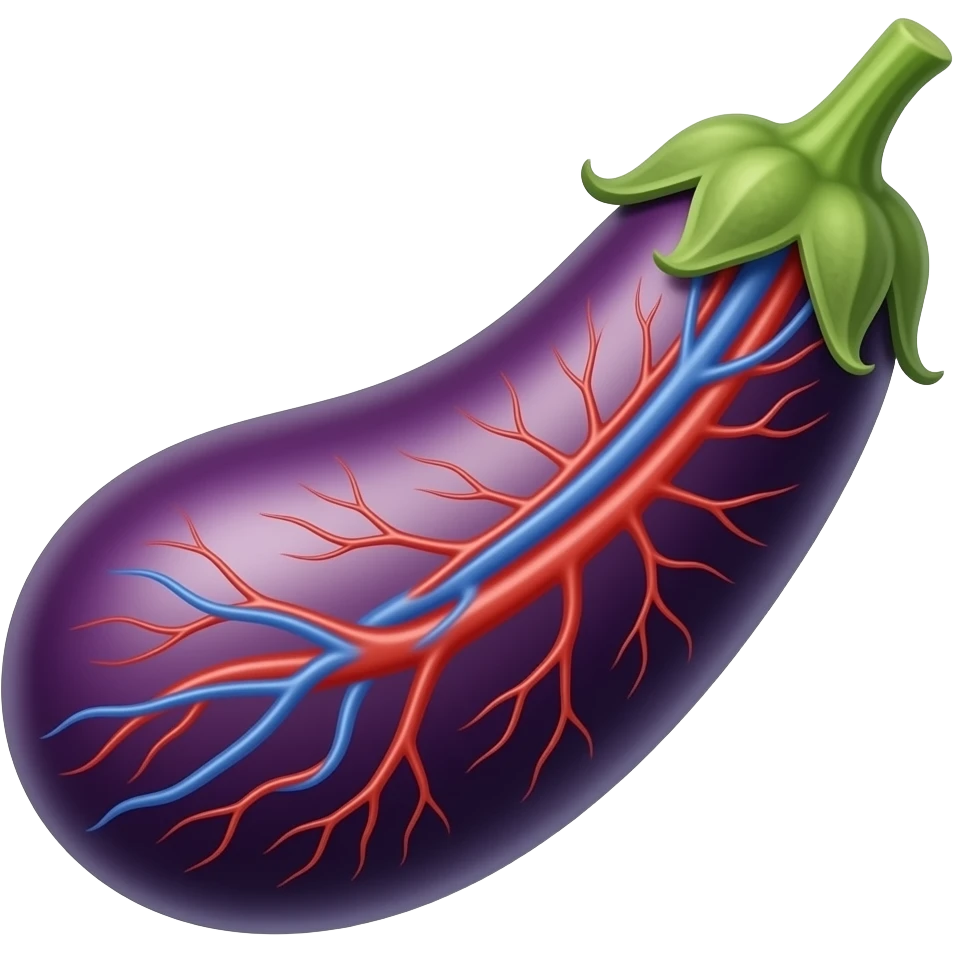 Erstelle ein Emoji von einer Aubergine mit menschlichen Vainen emoji