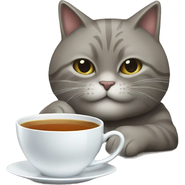 Un chat avec une tasse de thé  emoji