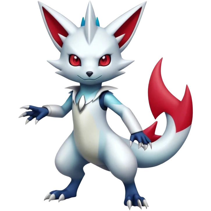 Cool Edgy Shiny Futuristic Ethereal Legendary Digimon-Sneasel-Zangoose-hybrid full body emoji