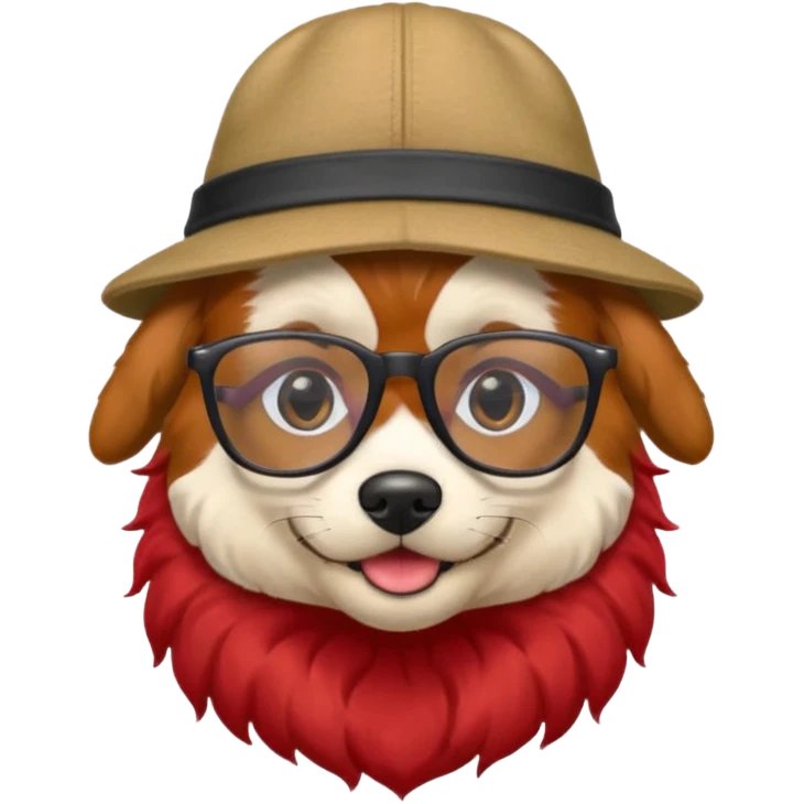 dog with red hair and glassess and hat emoji