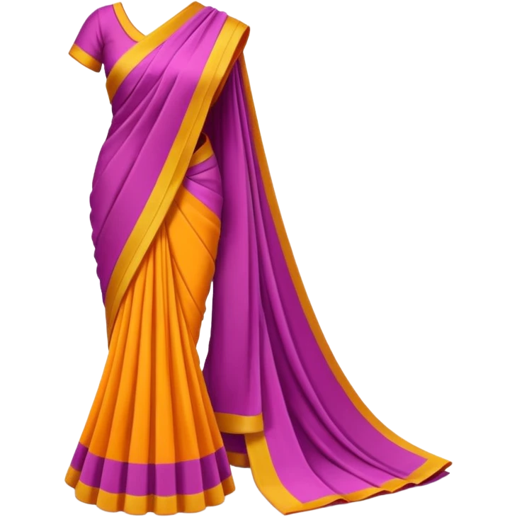 A 3D cartoon folded saree with matching blouse piece beside it, bright fabric texture, soft shadow, Memoji-style realism. emoji
