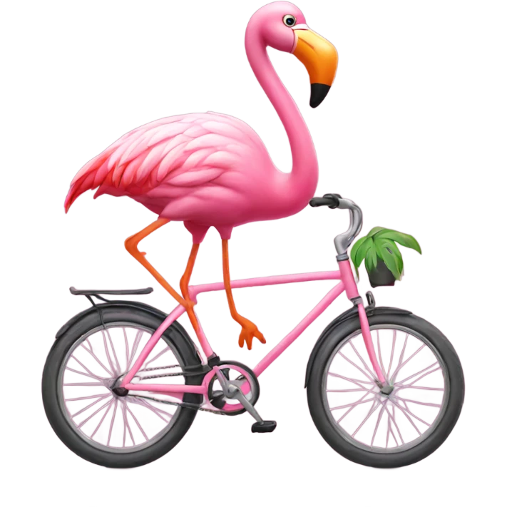 pink flamingo riding bike emoji