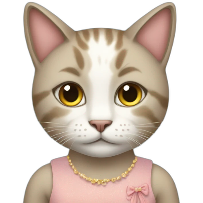 A cat in a dress emoji