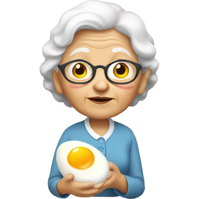 old lady with egg emoji