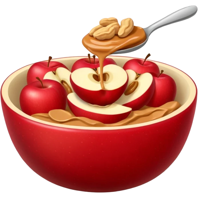 apple pieces in bowl with peanutbutter emoji