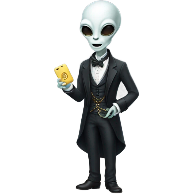 alien galora in Victorian dress elegant, full body, holding usb key emoji