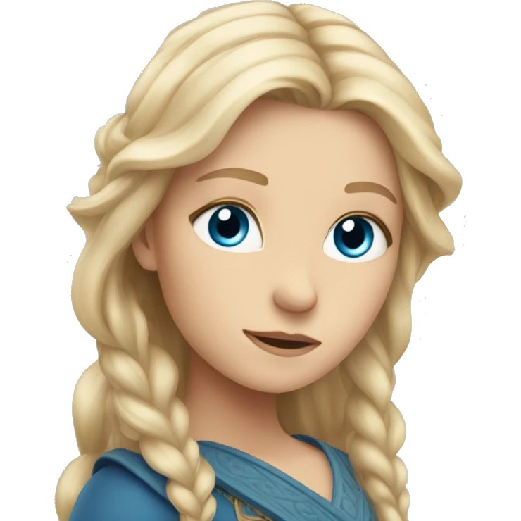 Freya with blonde long hair and blue eyes emoji