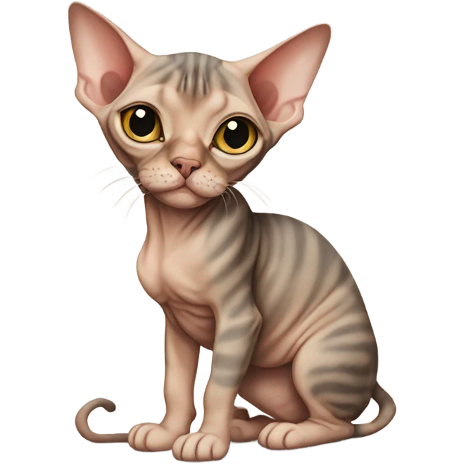 Chubby Brown tabby sphynx full body  emoji