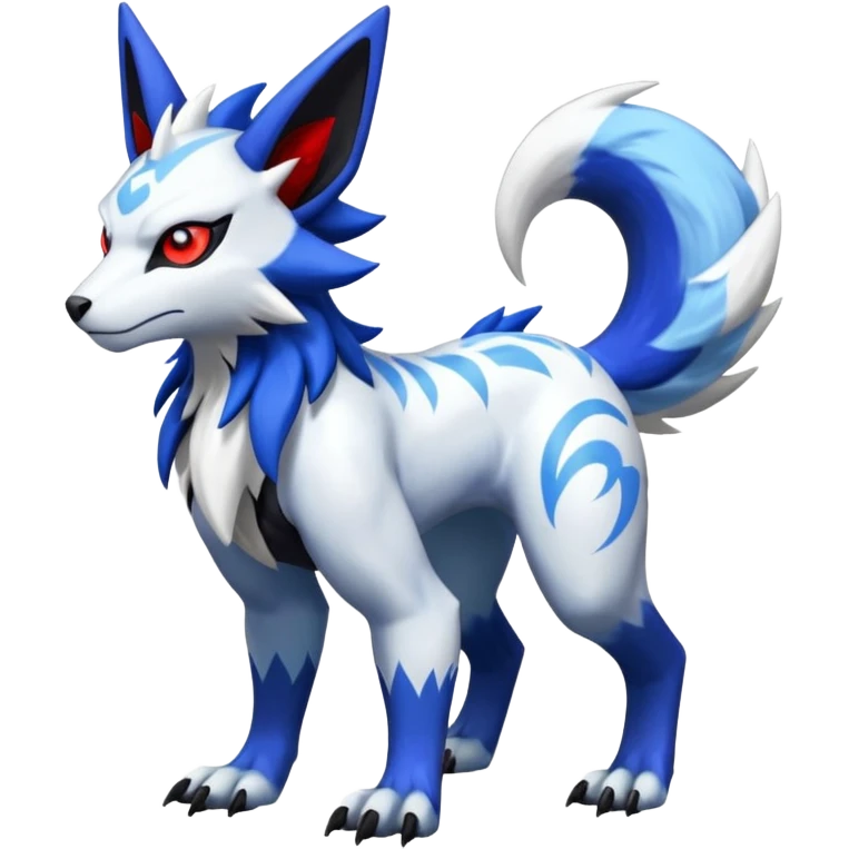 Shiny Glittery Exotic WereGarurumon-Zeraora-Renamon-Absol-fusion-hybrid-creature (full body emoji