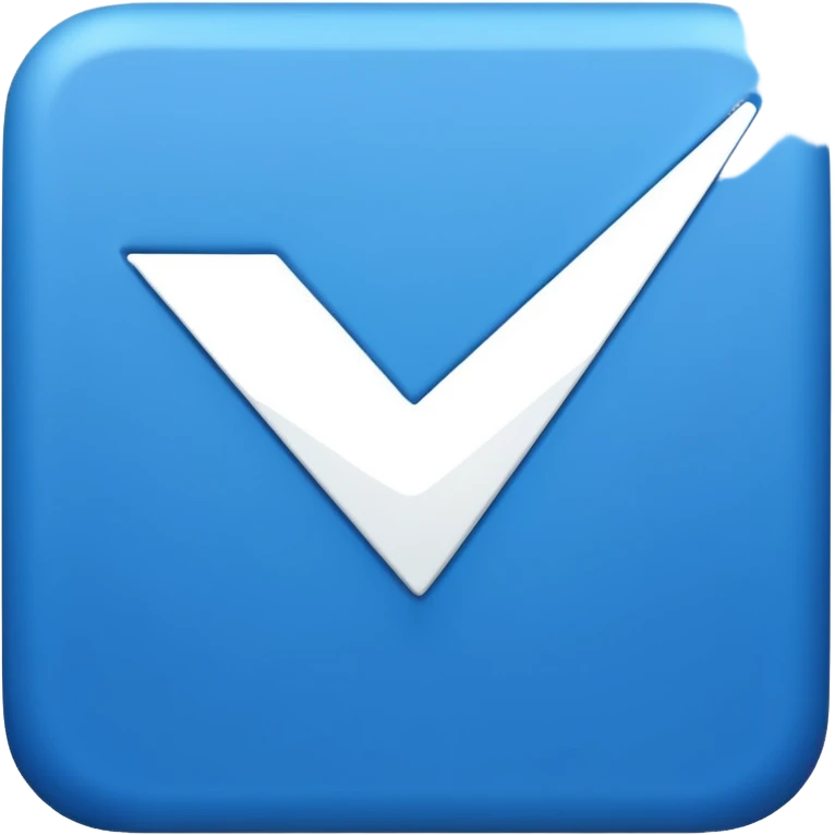 Make a symbol with a tilted blue colored square with a tick mark inside it in the middle. Make the edge of the square sharp. emoji