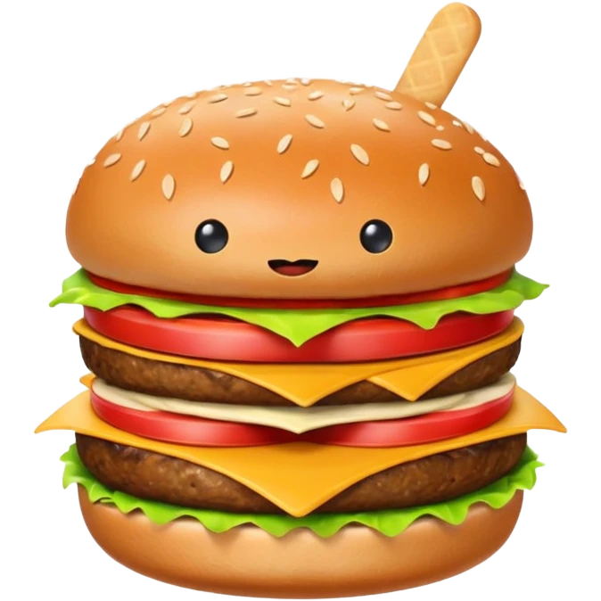 A living burger doing 67 gestures emoji