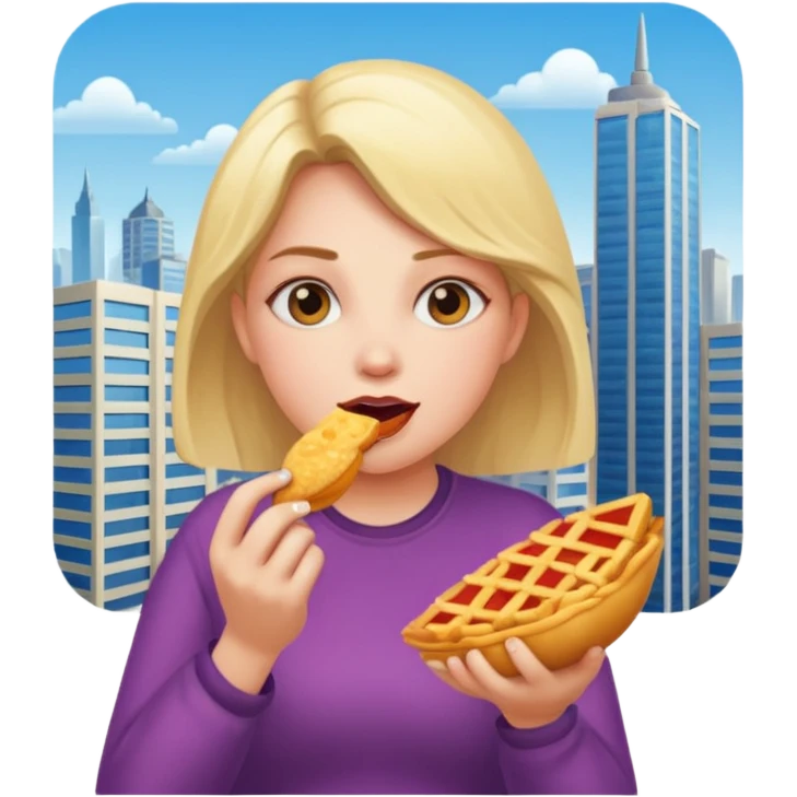 a giant girl eating buildings emoji