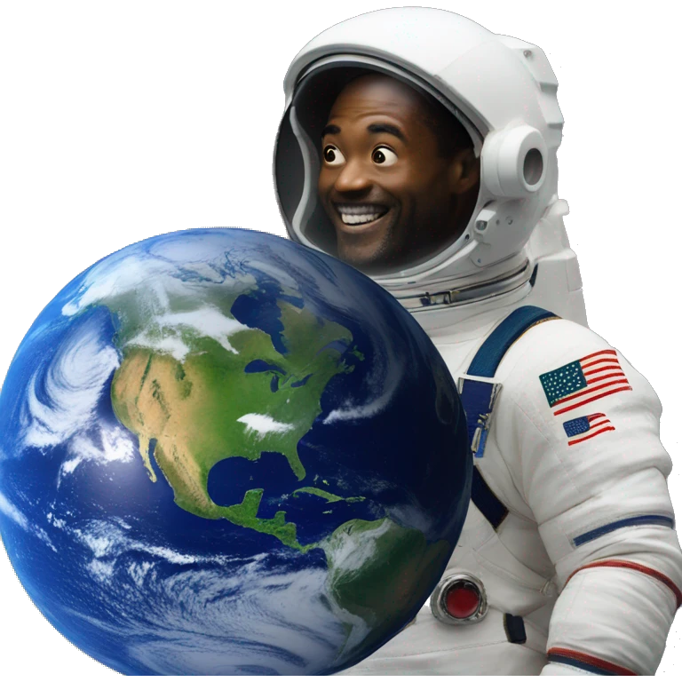 earth with astronaut looking at it and another astronaut behind him pointing at him behind his back "always has been" meme emoji