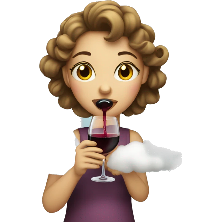 Girl drinking wine on a cloud emoji