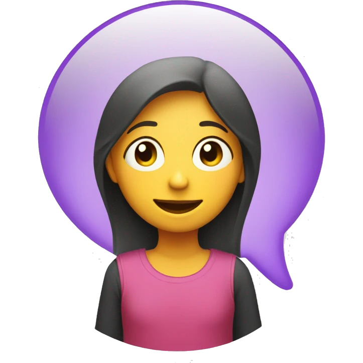 one conversation bubble with color #2284f0 with little girl inside emoji