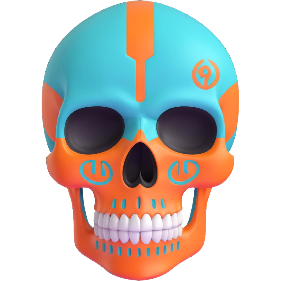 teal and orange skull emoji